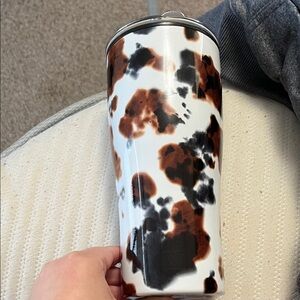 Tumbler with Brown & Black Cowhide Print